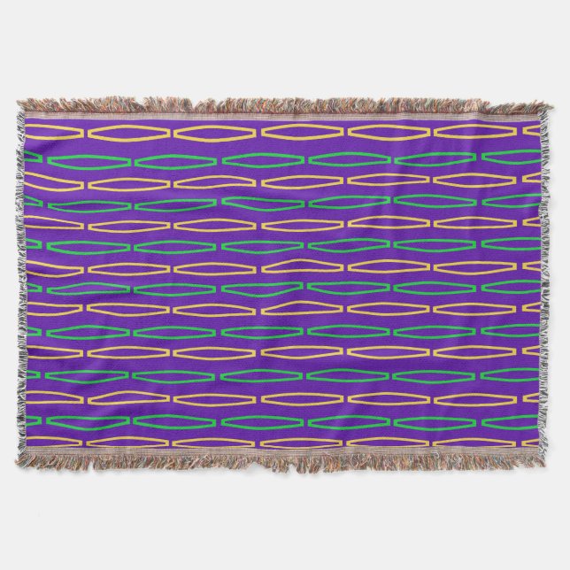 Mardi Gras Geometric Repeat  Throw Blanket (Front)