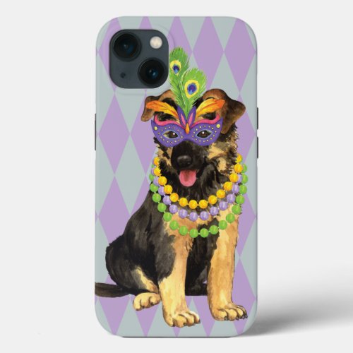 Mardi Gras German Shepherd iPhone 13 Case