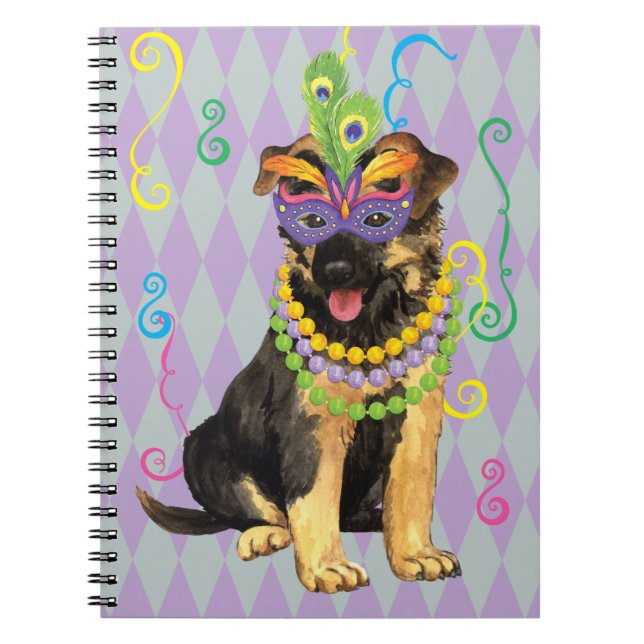 Mardi Gras German Shepherd Notebook (Front)