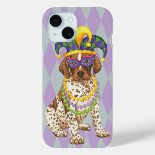 Mardi Gras German Shorthaired Pointer iPhone 15 Case