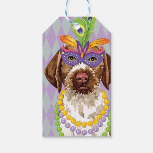 Mardi Gras German Wirehaired Pointer Gift Tags