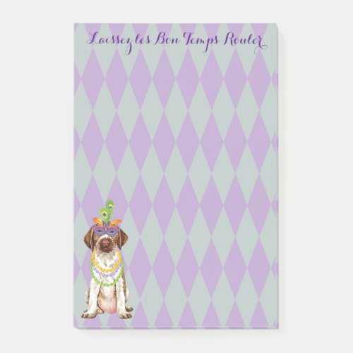 Mardi Gras German Wirehaired Pointer Post_it Notes