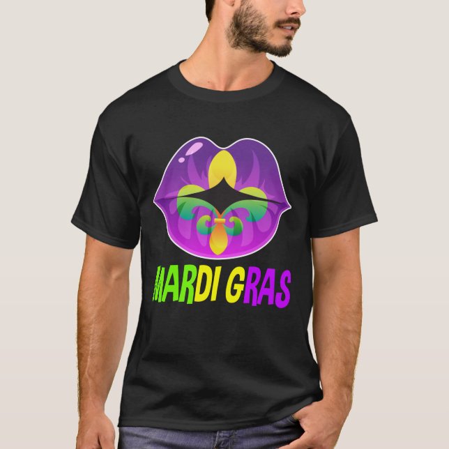 Mardi Gras Gift for Men Women Costumes Beads T-Shirt (Front)