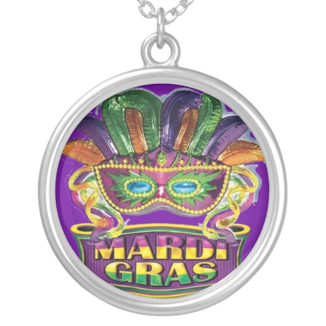 Mardi Gras Gift Sterling Silver Necklace (Front)