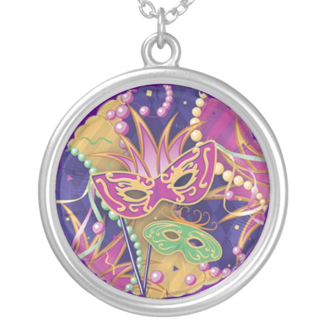 Mardi Gras Gift Sterling Silver Necklace (Front)