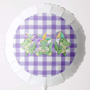 Mardi Gras Gingham and Gators Party Balloon