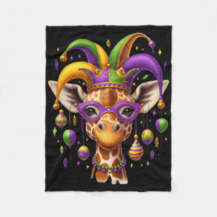 Mardi Gras Giraffe  Fleece Blanket
