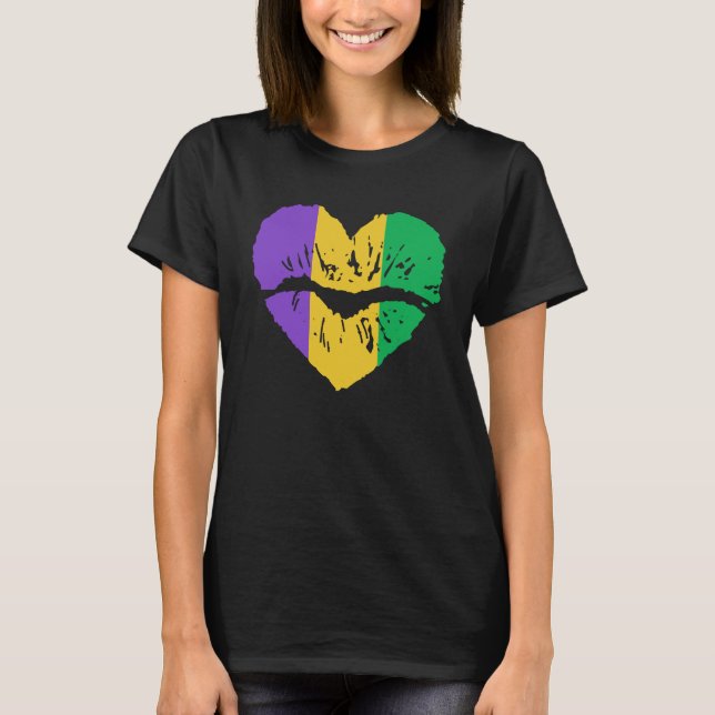 Mardi Gras Girl Lips Festival Colors Carnival T-Shirt (Front)