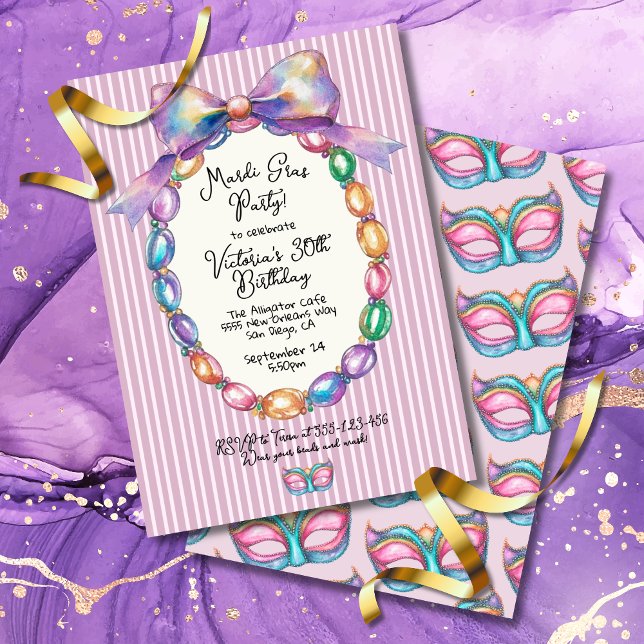 Mardi Gras Girly Party Invitation (Creator Uploaded)