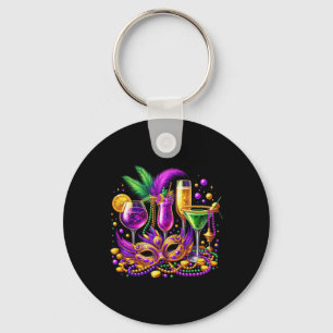 Mardi Gras Gl Of Wine Drinking Team Wine Festival Keychain