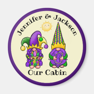 Mardi Gras Gnome Couple Cruise Door Marker Magnet