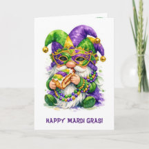 Mardi Gras Gnome Eating King Cake