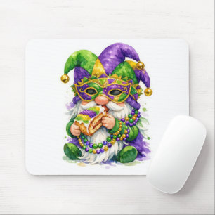 Mardi Gras Gnome Eating King Cake Mouse Pad