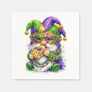 Mardi Gras Gnome Eating King Cake Napkins