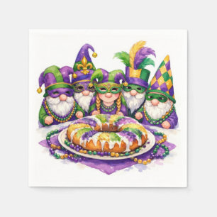 Mardi Gras Gnome Party With King Cake Napkins