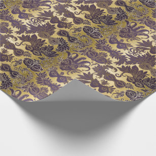 Mardi Gras Gold and Purple Masks Wrapping Paper