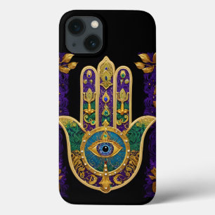 Mardi Gras Gold Purple Green Hamsas Art iPhone 13 Case