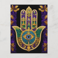 Mardi Gras Gold Purple Green Hamsas Art