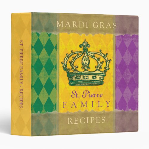 Mardi Gras Gold Royal Crown Family Recipe 3 Ring Binder