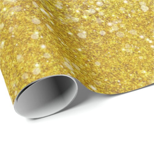 Mardi Gras Gold Solid Color Faux Glitter Bling Wrapping Paper