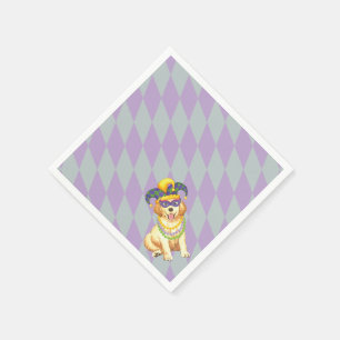 Mardi Gras Golden Retriever Paper Napkins