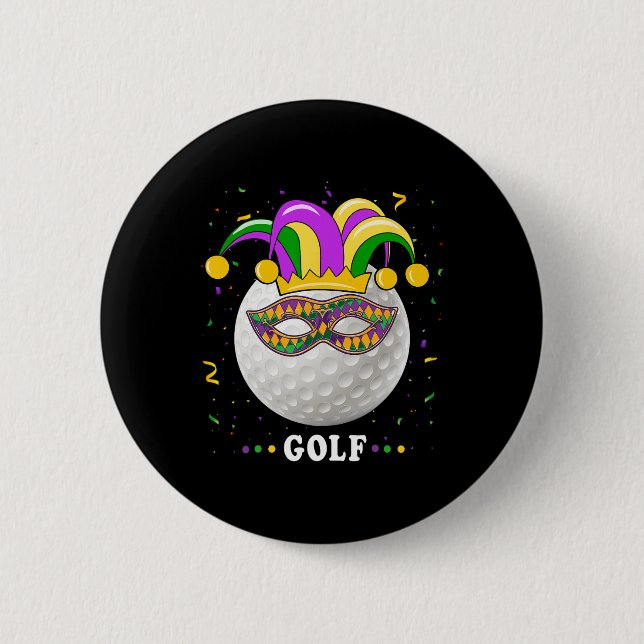 Mardi Gras Golf Costume Mardi Gras Jester Hat Golf Button (Front)