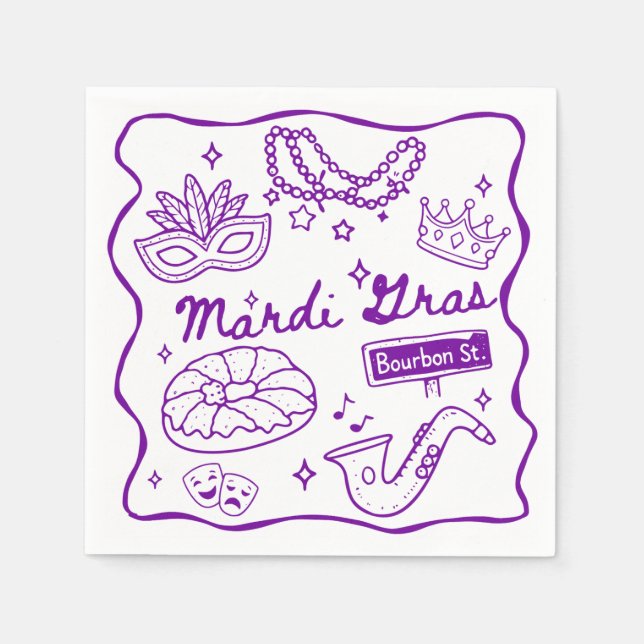 Mardi Gras Graduation Napkins (Front)