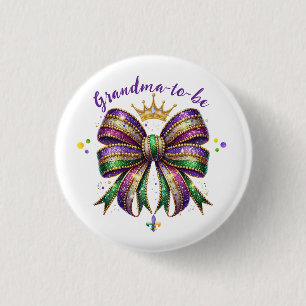 Mardi Gras Grandma-to-be Button