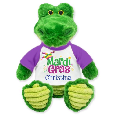 Mardi Gras Green Gator Soft Plush Animal