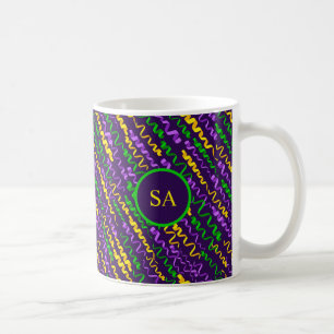 Mardi Gras Green Golden Purple Ribbons Coffee Mug