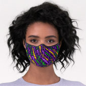 Mardi Gras Green Golden Purple Ribbons Premium Face Mask (Worn)