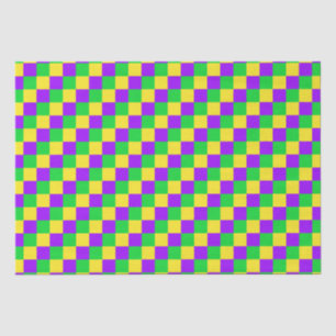 Mardi Gras Green, Yellow, Purple Checked Tissue Paper