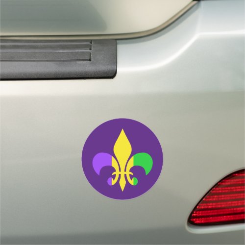 Mardi Gras Green Yellow Purple Fleur_de_Lis Car Magnet