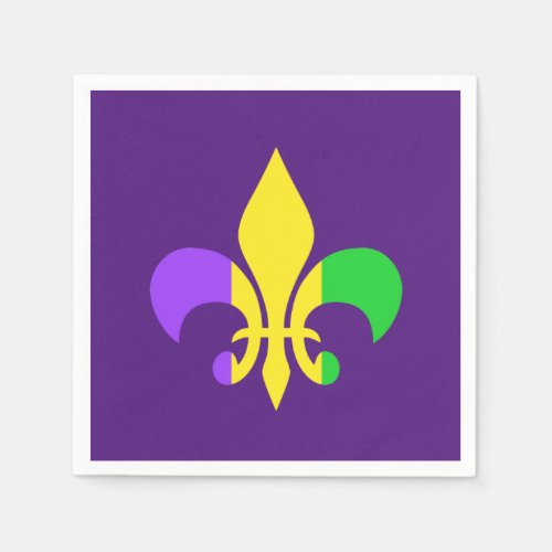 Mardi Gras Green Yellow Purple Fleur_de_Lis Napkins