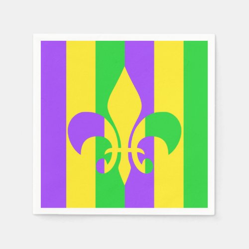 Mardi Gras Green Yellow Purple Fleur_de_Lis Napkins