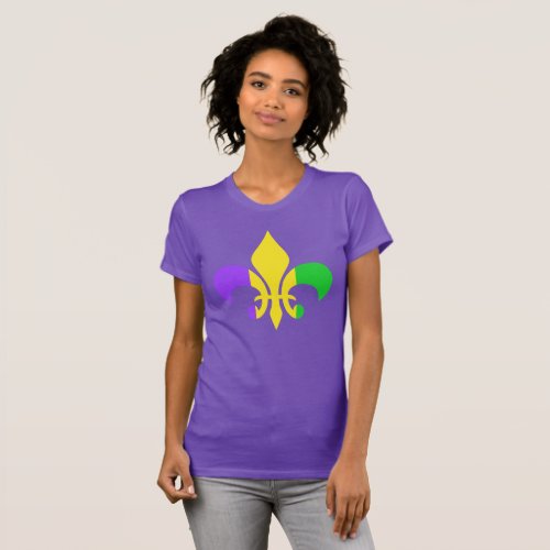 Mardi Gras Green Yellow Purple Fleur_de_Lis T_Shirt