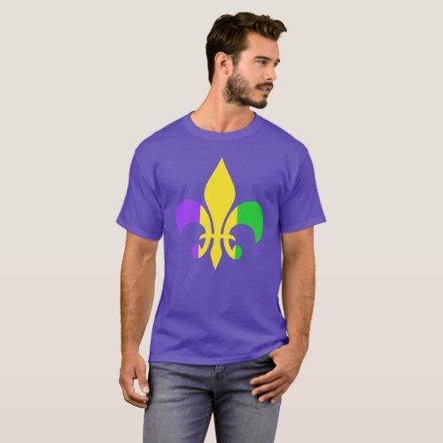 Mardi Gras Green Yellow Purple Fleur_de_Lis T_Shirt