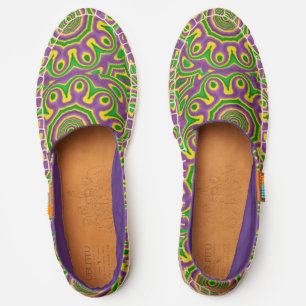 Mardi Gras Green Yellow Purple Pattern Mandala Espadrilles