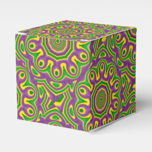 Mardi Gras Green Yellow Purple Pattern Mandala Favor Boxes