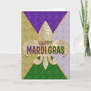 Mardi Gras Greeting Card, Happy Mardi Gras Fleur Card