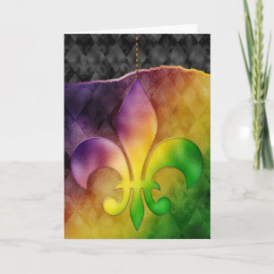 Mardi Gras Greeting Card, Mardi Gras Fleur de Lis Card