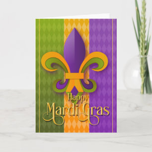Mardi Gras Greeting Card, Mardi Gras Fleur de Lis Card