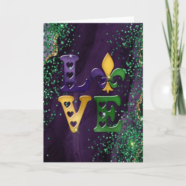 Mardi Gras Greeting Card, Mardi Gras Love Card (Front)
