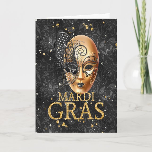 Mardi Gras Greeting Card, Mardi Gras Mask Card (Front)