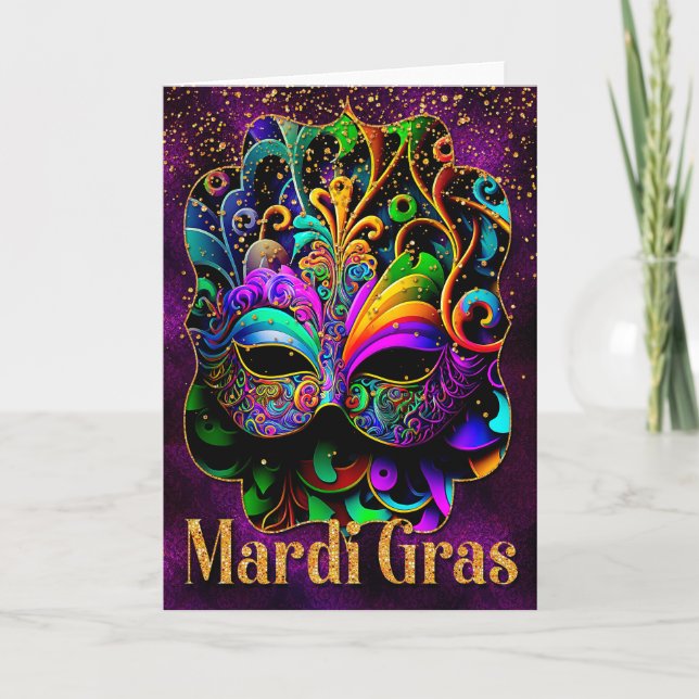 Mardi Gras Greeting Card, Mardi Gras Mask Card (Front)