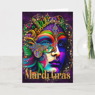 Mardi Gras Greeting Card, Mardi Gras Mask Card
