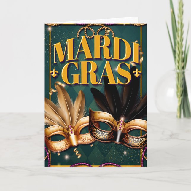 Mardi Gras Greeting Card, Mardi Gras Masks Card (Front)