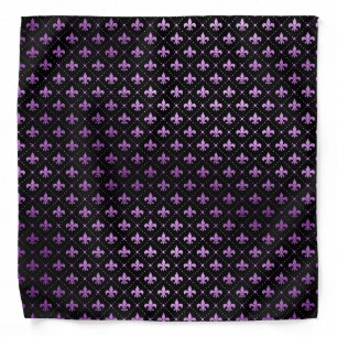 Mardi Gras Grid Bright Purple Fleur De Lis NOLA Bandana