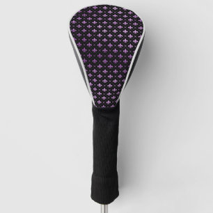 Mardi Gras Grid Bright Purple Fleur De Lis NOLA Golf Head Cover