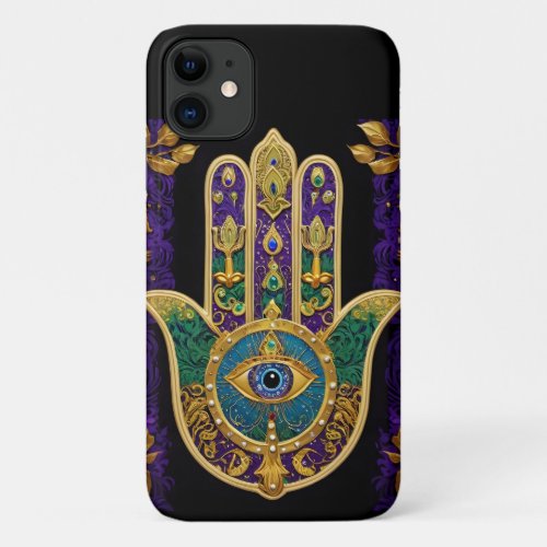  Mardi Gras Hamsa Art Print  iPhone 11 Case